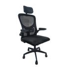 Cadeira De Escritório Ergonômica Giratória Tela Mesh Apoio Lombar Encosto Cabeça Ajustável Preta Estocasa Preto Malha