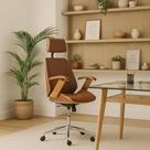 Cadeira de Escritório Ergonômica Presidente Giratória Office Lisboa Madeira Rivatti Marrom