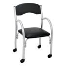 Cadeira De Escritório Estofada Com Rodízios 52cm Multimóveis Cr25288 Prata Preto Cadeira De Escritório Estofada Com Rodízios 52cm Multimóveis Cr25288 Prata Preto