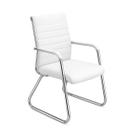 Cadeira de Escritório Fixa Diretor em material ecológico Branco e Base Cromada LONDON - material sintético Branco - 32801