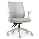 Cadeira De Escritório Giratória Diretor Flow F02 Base Cinza Sintético Bege - Lyam Decor Cadeira De Escritório Giratória Diretor Flow F02 Base Cinza Sintético Bege - Lyam Decor