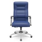 Cadeira De Escritório Giratória Presidente Base Cromada Kirk P03 Vinil Azul - Lyam Decor Cadeira De Escritório Giratória Presidente Base Cromada Kirk P03 Vinil Azul - Lyam Decor