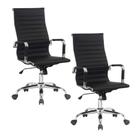 Cadeira de Escritório Moob Boston Presidente Giratória Com Função Relax Conjunto Com 2 Unidades Preta