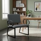 Cadeira de Escritório Plus Size_Obeso Base Reforçada até 200kg Braços Fixos, tecido Courvim Cinza Cadeira de Escritório Plus Size_Obeso Base Reforçada até 200kg Braços Fixos, tecido Courvim Cinza