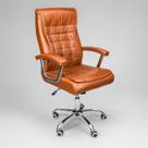 Cadeira De Escritório Presidente Confortável Ergonômica Marrom material sintético