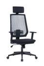 Cadeira de Escritório Presidente Ergonômica com Apoio de Cabeça MultiTela Tecido Preto Cadeira de Escritório Presidente Ergonômica com Apoio de Cabeça MultiTela Tecido Preto