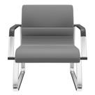 Cadeira De Escritório Recepção Com Braço Fixa Cromada Lev P03 Vinil Cinza - Lyam Decor Cadeira De Escritório Recepção Com Braço Fixa Cromada Lev P03 Vinil Cinza - Lyam Decor