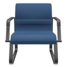 Cadeira de Escritório Recepção com Braço Fixa Preta Lev P03 Crepe Azul - Lyam Decor Cadeira de Escritório Recepção com Braço Fixa Preta Lev P03 Crepe Azul - Lyam Decor