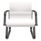 Cadeira De Escritório Recepção Com Braço Fixa Preta Lev P03 Vinil Branco - Lyam Decor