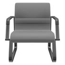 Cadeira de Escritório Recepção com Braço Fixa Preta Lev P03 Vinil Cinza - Lyam Decor Cadeira de Escritório Recepção com Braço Fixa Preta Lev P03 Vinil Cinza - Lyam Decor