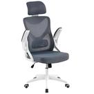 Cadeira de escritório Yaheetech Ergonomic Mesh High Back branca/cinza