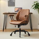 Cadeira de escritório YFO Brown Leather Ergonomic Giratória 56x51x21cm