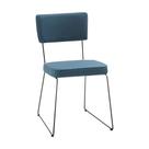 Cadeira de Jantar Decorativa Base Aço Preto Luigi Linho Azul Jeans G17 - Gran Belo