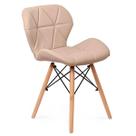 Cadeira De Jantar Eiffel Slim Couro Estofado Wood Cor Bege para Penteadeira Escritório Manicure