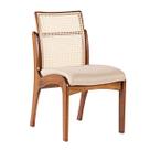 Cadeira de Jantar em Madeira Lisboa Encosto Rattan Estofada Linho Bege M58 RMI