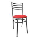 Cadeira de Jantar em Metal Para Cozinha Lanchonetes Restaurantes Preta com Estofado Vermelho