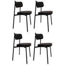 Cadeira de Jantar Estofada Kit 4 Ella M25 Sintético Preto - Mpozenato