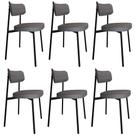 Cadeira de Jantar Estofada Kit 6 Ella M25 Linho Cinza - Mpozenato Cadeira de Jantar Estofada Kit 6 Ella M25 Linho Cinza - Mpozenato