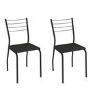 Cadeira de Jantar Kappesberg Malta de Metal com Assento Estofado Cor Preto Fosco 2 Unidades