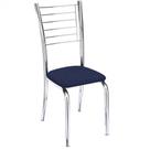 Cadeira de Jantar Lara cromada para cozinha Assento material sintético Azul Marinho - Aurora Line