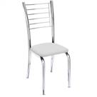 Cadeira de Jantar Lara cromada para cozinha Assento material sintético branco - Aurora Line