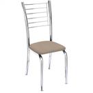 Cadeira de Jantar Lara cromada para cozinha suede bege - Aurora Line