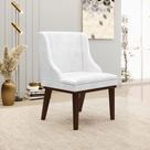 Cadeira de Jantar Liz Corano Branco Base Fixa Madeira Tabaco D03 - D'Rossi