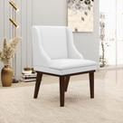 Cadeira de Jantar Liz material sintético Branco Base Fixa Madeira Tabaco D03 - D'Rossi