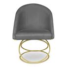 Cadeira De Jantar Luxo Base De Metal Dourado Sala Esritório Recepção Suede Veludo Grafite Do Lar Móveis