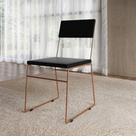 Cadeira de Jantar Málaga Assento material sintético Base Cobre para Mesa Sala Cozinha Design Home - Cobre/preto