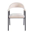 Cadeira De Jantar Mara Com Braço Bege Estofado Waw Design