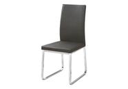 Cadeira de Jantar Monarch Specialties Cinza com Acabamento em material sintético e Base Cromada