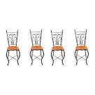 Cadeira de Jantar Para Mesa de chá Conjunto com 4 Estilo Industrial Rustica Ferro e Madeira Artesanal