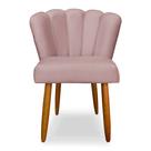 Cadeira de Jantar Pétala Estofada Pés Palito Veludo Rosê Claro - Montanaris Decor