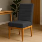 Cadeira de Jantar Solana Suede Preto Base de Madeira - Pallazio