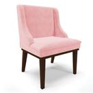Cadeira De Jantar Suede Rosa Bebê Base Fixa Madeira