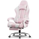 Cadeira de jogos GTPLAYER com apoio para os pés, suporte lombar rosa