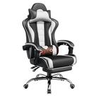 Cadeira de jogos Yaheetech com suporte lombar de massagem em preto/branco