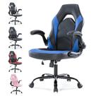 Cadeira de jogos YSSOA Ergonômica Ajustável em Couro PU Preto/Azul