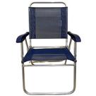 Cadeira De Praia Alta Sanete Encosto Alto Aluminio Ronchetti Cor Azul-escuro