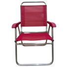 Cadeira De Praia Alta Sanete Encosto Alto Aluminio Ronchetti Cor Rosa