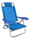 Cadeira de Praia Alumínio Reforçada 5 Posições Banho de Sol Azul Zaka 120 KG