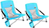 Cadeira de praia Nice C Adults Low Sling dobrável portátil azul, pacote com 2 unidades
