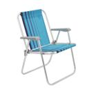 Cadeira De Praia Samoa Alta Em Aluminio Com Assento Azul - Tramontina