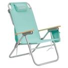Cadeira de praia SUNNYFEEL com encosto alto dobrável com 3 reclináveis verdes