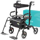 Cadeira de rodas Rollator Combo Helavo 2 em 1 em alumínio dobrável