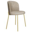 Cadeira Decorativa Elegance Base Champanhe material sintético Bege - Montanaris Decor Cadeira Decorativa Elegance Base Champanhe material sintético Bege - Montanaris Decor