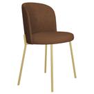 Cadeira Decorativa Elegance Base Champanhe material sintético Marrom - Montanaris Decor Cadeira Decorativa Elegance Base Champanhe material sintético Marrom - Montanaris Decor