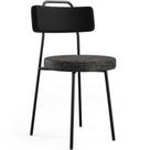 Cadeira Decorativa Estofada Para Sala De Jantar Barcelona L02 material sintético Preto Linho Chumbo