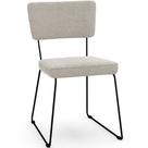 Cadeira Decorativa Estofada Para Sala De Jantar Base Em Aço Allana L02 Bouclê Creme - Lyam Decor